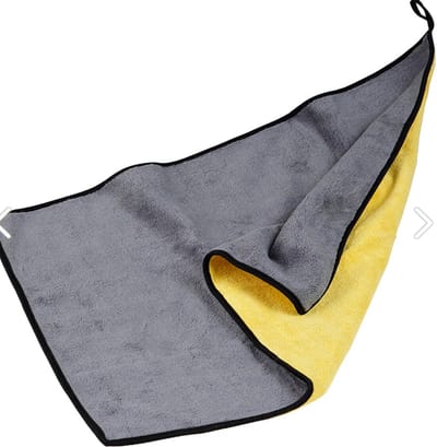AutoFresh- Dubbellaags Microvezel Auto Droogdoek - Microfiber Drying Cloth -30x60 Cm 800gsm (met randsteek) Grijs Geel