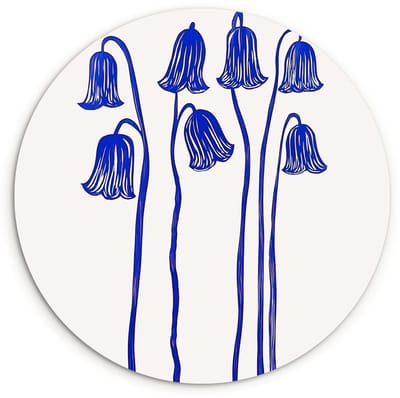 WallCircle® Wandcirkel 120x120 cm - Muurcirkel Bloemen - Blauw - Lijnen - Bloemblaadjes - Muurdecoratie woonkamer - Wanddecoratie slaapkamer - Kamer decoratie accessoires - Ronde schilderijen XXL