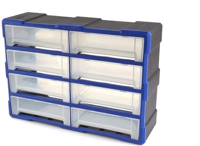 HBM 8-laden Ladenkast Assortimentskast Opbergsysteem Kunststof Blauw 16 x 37 x 52 cm