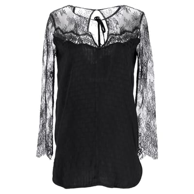 Sandro Paris blouse met kanten details in zwart polyester