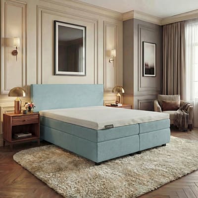 Mörgenn Hotel en B&B Boxspring - Pocketvering - Lichtblauw - 80x200 cm - Inclusief Dekbed en Kussens