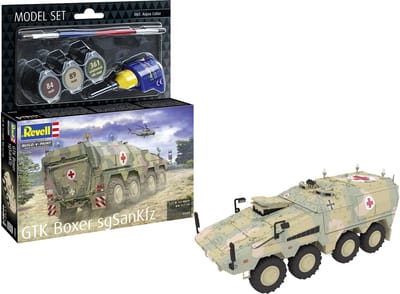 Revell Modelbouwpakket Militaire voertuigen - 63362 GTK Boxer sgSanKfz - Militair Medisch Transportvoertuig Ambulance - Model Set Plastic - 1:72 - Modelbouw