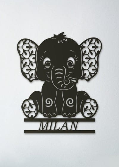 Wanddecoratie kinderen | Baby olifant - L (60x60cm)