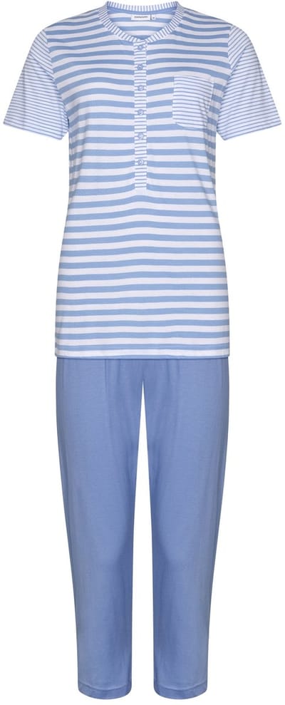 Pastunette Pyjama Soft Blue - Wit/Blauw Gestreept - Katoen - Maat 36