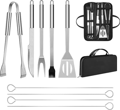 BBQ kookgerei, set met professionele barbecue-accessoires, van roestvrijstaal, grillbenodigdheden, met opbergtas (9)