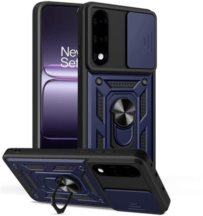 Coverup Hoesje - Geschikt voor OnePlus Nord 5 Hoesje - Coverup Armor Ring Kickstand Back Cover met Camera Shield - Blauw