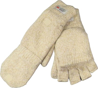 Thinsulate want dames met halve vingers - 30% wol met kapje en klittenbandsluiting