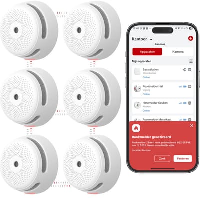 X-Sense XS01-M Slimme rookmelder met WiFi - 6 Rookmelders - Link+ Pro - Draadloos RF koppelbaar – Smart Home - Brandalarm