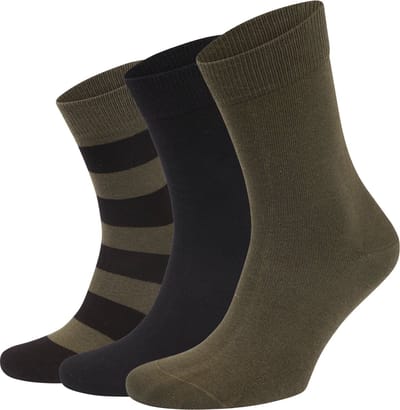 Bjorn Borg Core 3-Pack Sokken Groen Zwart - Maat 36-40 - Heren - Halfhoge sokken