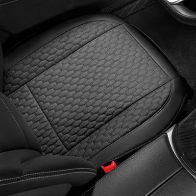 1 stuk linnen autostoelhoes, voorvloer, bestuurdersstoelkussen, echt linnen zitmat, antislip, universeel geschikt voor voertuigen, vrachtwagens, SUV's, zwart