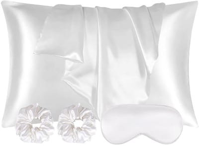 Dailygoody - Satijnen kussensloop - 2-pack kussenslopen - Glad en acnevrij - Wit - Voor haar - Standaardmaten 50x75cm