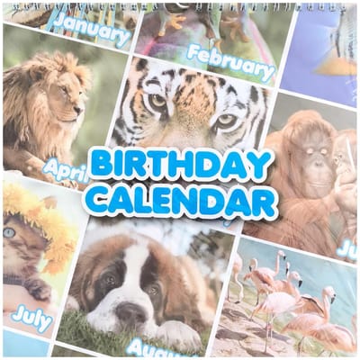 Vrolijke verjaardagskalender Dieren - Blauw