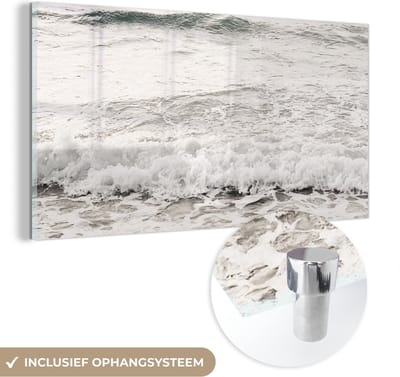 MuchoWow® Glasschilderij 120x60 cm - Schilderij acrylglas - Zee - Zomer - Golven - Foto op glas - Schilderijen