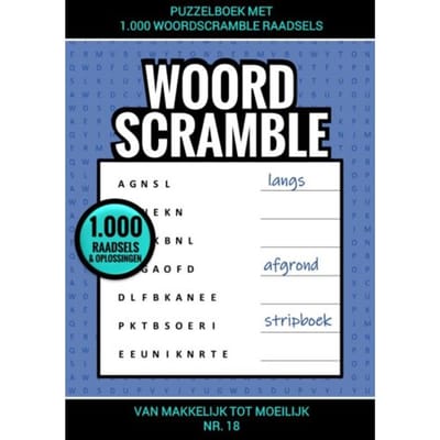 Puzzelboek Met 1.000 Woord Scramble Raadsels - Nr. 18 - Puzzelboeken & Meer