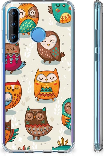 Huawei P30 Lite Case Anti-shock Vrolijke Uilen
