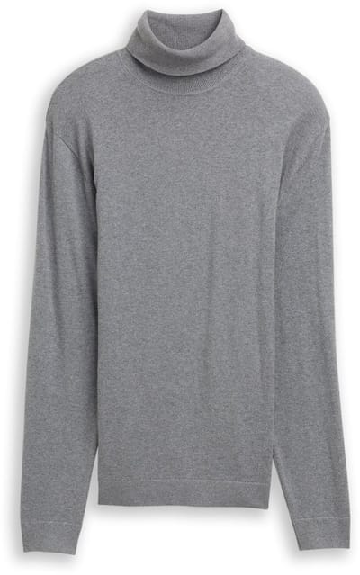 Tom Tailor - Trui met col en kasjmier - Maat XXL - classic dark grey melange