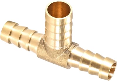 T-Shape Messing Barb Connector (10mm x 12mm x 10mm) - Reducer voor Brandstof, Lucht en Water