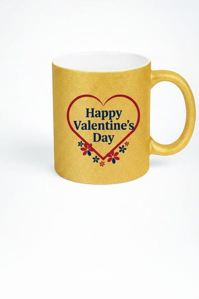 Sprankelende Gouden Valentijnsdag Mok | 'Happy Valentine's Day' Hart Design
