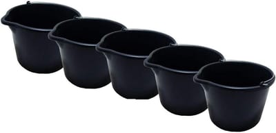 Werkemmers Set - Bouwemmers - Zware Klussen - Met Gietrand - 5x 12 Liter - Zwart