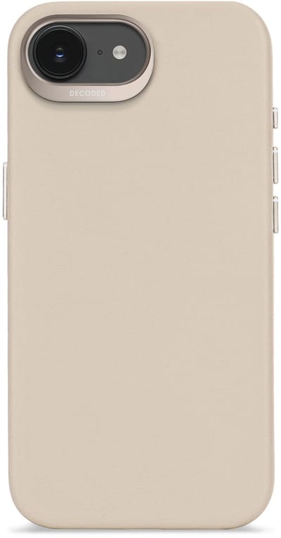 DECODED Leren Hoesje voor iPhone 17e/16e - Premium ECCO Leer - Geschikt voor MagSafe - Draadloos Oplaadbaar - Schokbestendig Hoes - Beige