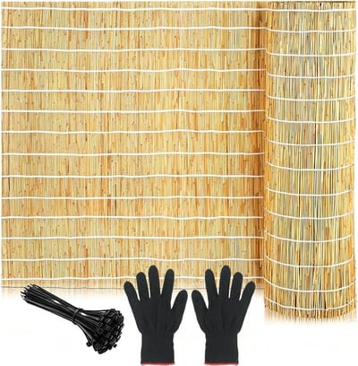 Natuurlijke Rietmat - Balkonafscheiding Tuinscherm - Privacy Creëren - Dicht Geweven Riet - H180xL300cm - Natuurlijk Bruin