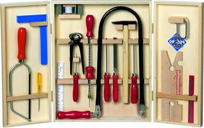 Bladzaagkast 21 delen - Gereedschap set - Houtbewerking hobby - Inclusief stalen gereedschap - 58 x 36 cm - Bruin