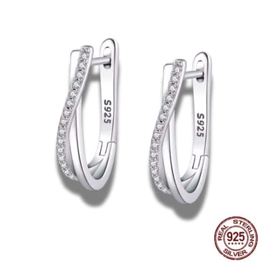 Oorbellen - 925 sterling zilver - zilverkleurig - oorring - zirkonia - 20 mm - klapsluiting - buddha stijl - bali stijl