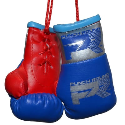 Punch Round Mini Carhanger Bokshandschoenen Blauw Zilver Rood