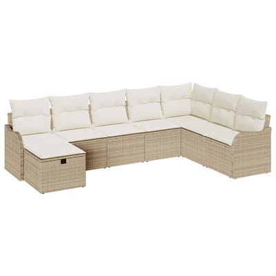 vidaXL Bankstel 8 st 8-Aantal zitplaatsen Beige en Crème poly rattan