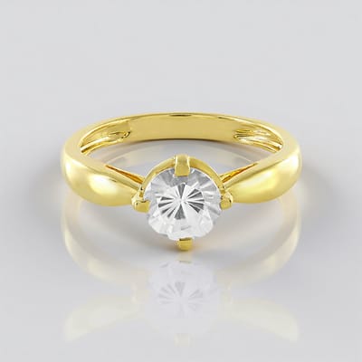 Cavill - Zilveren ring met 1,08 ct Cambodjaanse ronde zirkoon - 925 Sterling zilver geel verguld - Elegante damesring - Tijdloos sieraad 22x19 mm