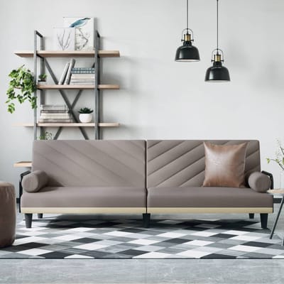 vidaXL - Slaapbank - met - armleuningen - stof - taupe