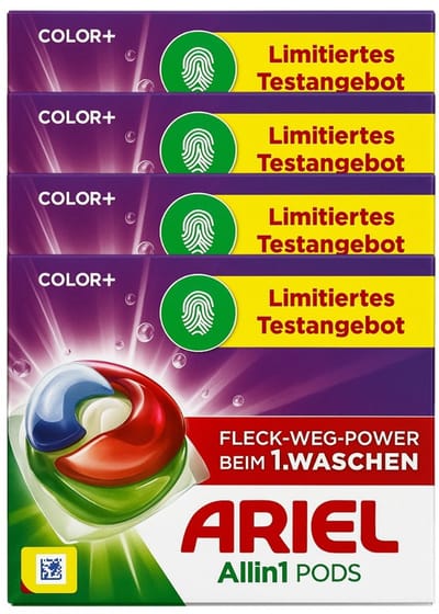 Ariel All-in-1 Pods Color+ Wasmiddelcapsules – 10 Wasbeurten – 4-Pack (Totaal 40 Caps)