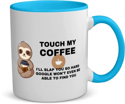 Akyol - koffie koffiemok - theemok - blauw - Koffie - koffieliefhebber cadeau - leuke cadeau - met opdruk - coffee gift - verslaafd aan koffie - collega cadeau - 350 ML inhoud