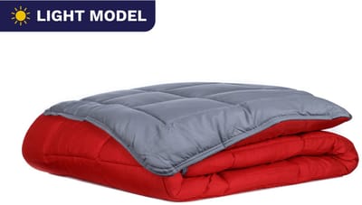 Zelesta Easybed Light Antraciet & Rood 240x220cm - Dekbed zonder overtrek - 30 dagen proefslapen - Wasbaar hoesloos dekbed - Bedrukt dekbed - Zomerdekbed