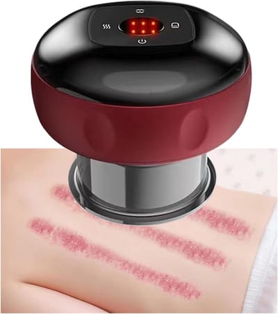 Draadloze cupping & gua sha massageapparaat - 6 standen - Verstelbare warmte - Draagbaar - Voor rug, schouders en benen - Rood