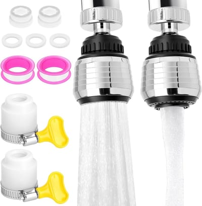 2-Pack Universele Keukenkraan Sproeikop - 360° Verstelbaar en Waterbesparend - 2 Modi Bubbler Beluchter