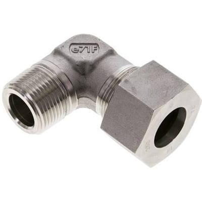 1'' NPT Buitendraad x 25S RVS Elbow 90deg Snijring 400 Bar DIN 2353 - FL2E-MC-ST-100N-25-S