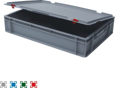 Alpac Stapelbak met deksel - Opbergbak met deksel - 600 x 400 x 136 mm - 20L - Grijs