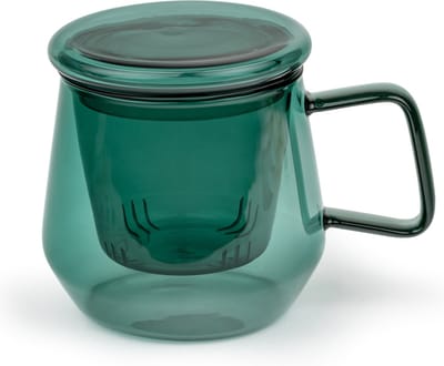 Bredemeijer - Tea for one - theeglas met filter Livorno 290ml - jade groen - theezeef