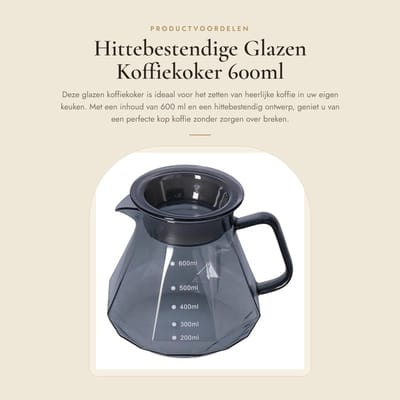 Dailygoods- Koffiepot Hittebestendig - Glazen Koffiekoker - 600 ml - Transparant Ontwerp - Met Deksel - Bescherming Tegen Verbranding - Koffiezetapparaat