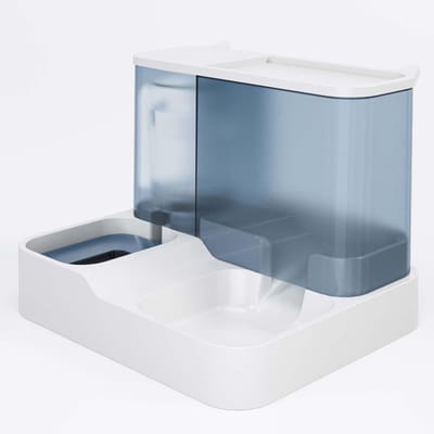 Huisdier Water Voer Dispenser 2 in 1 Grote Capaciteit Transparant Venster Automatische Huisdier Voerbak voor Hond Kat blauw