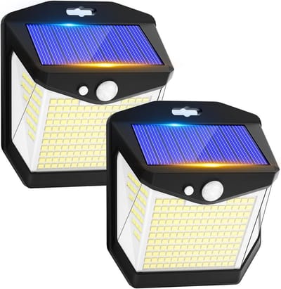 Draadloze Buitenlamp met Bewegingssensor - 248 LED Solar Wandlamp IP65 Waterdicht voor Tuin
