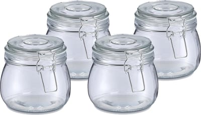 Zeller Voorraadpot/bewaarpot Alfie - 4x - 500 ml - glas - beugelsluiting - D11 x H11 cm