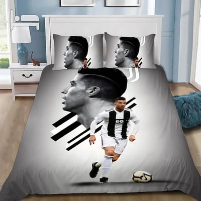 Ronaldoo Dekbedovertrek Kussensloop Voetbal Cr7 Beddengoed Set Kinderen Volwassene Jongen Meisje Slaapkamer Decoratie Enkel Dubbel Grote Maat 100x135cm-2pcs