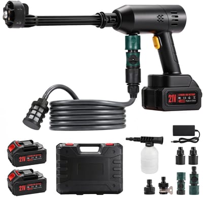 Hcalroy E1 Draadloze Hogedrukreiniger 1000 PSI – 4.0Ah Accu, 6-in-1 Sproeikop, Draagbare Accu Hogedrukreiniger voor Auto, Tuin, Terras – Werkt Zonder Kraan, 4 Uur Gebruikstijd