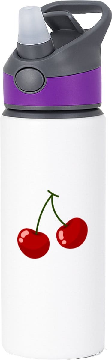 Hacebo® - Kers waterfles met rietje paars - Kersen - Fruit liefhebbers - Fruit - bessen - gezond eten - water fles - 650ML