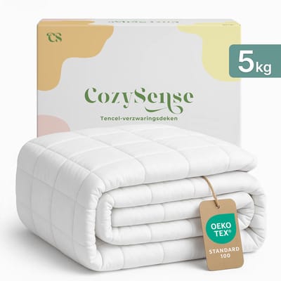 CozySense® Verzwaringsdeken 5kg - 100% Tencel - Weighted Blanket – Zwaartedeken met temperatuurregulatie en ademend comfort - GLASS-Flow® Drukverdeling - 1-Persoons - Wit