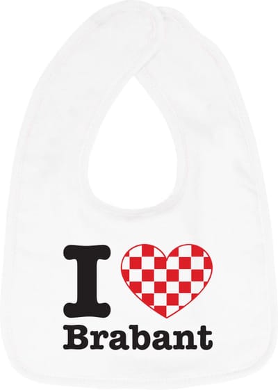 Hospitrix Baby Slabbetje met Tekst I Love Brabant" | 0-3 maanden | Wit | Cadeau voor Zwangerschap | Provincies Nederland | Brabant