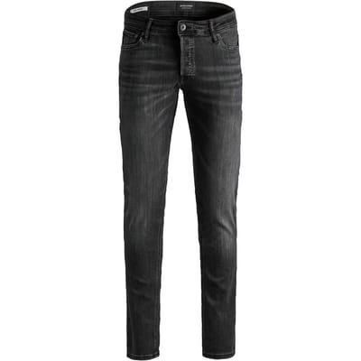 Jack & Jones zwarte heren jeans   Glenn   Stonewash wassing   Slim Fit   5-Pocket zakken   Knoopsluiting   Duurzaam   Low waist Zwart 34/34