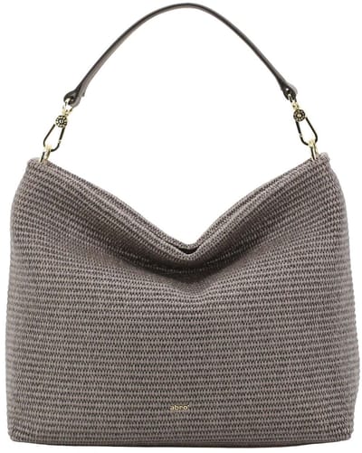 abro Schoudertas Handtas Fabric Raffia Hobo Bag Kaia Tope Taupe
